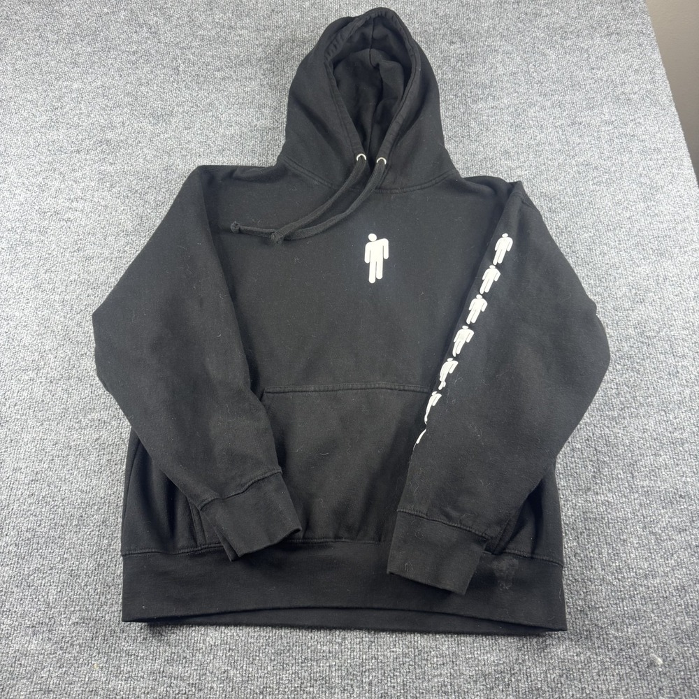 Billie Eilish Black Graphic Pullover Hoodie with Sleeve Icons